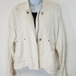 Free People Jacket Denim Distressed L